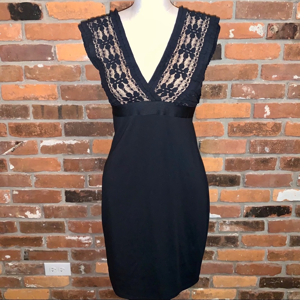 Max Studio Black Deep V Neck Dress Size Small